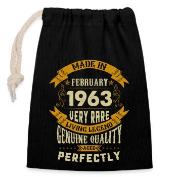 Février 1963 Vintage Vintage Anniversaire - Sac cadeau en coton avec cordon (14 x 20 cm) - noir - Devant