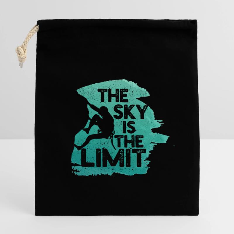 Der Himmel ist die Grenze - Kletterer oder Boulder Verschließbarer Geschenkbeutel aus Baumwolle (14x20cm)