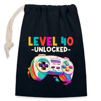 Level 40 Jahre Gaming 40er 40 Geburtstag - Verschließbarer Geschenkbeutel aus Baumwolle (14x20cm) - Navy - Vorne