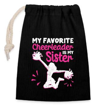 My favorite cheerleader is my sister - Closable cotton gift bag (14x20cm) - black - Front
