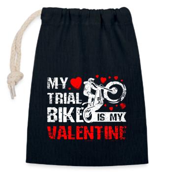 My Trial bike is my Valentine - Closable cotton gift bag (14x20cm) - navy - Front
