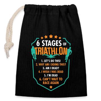 Triathlet - Triathlon Phasen Funny - Verschließbarer Geschenkbeutel aus Baumwolle (14x20cm) - Schwarz - Vorne