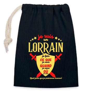 Cadeau Humour Homme lorrain noel anniversaire - Sac cadeau en coton avec cordon (14 x 20 cm) - bleu marine - Devant
