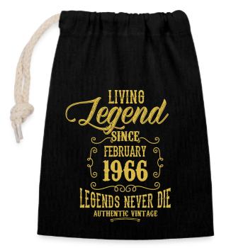 Légende vivante depuis février 1966 - Sac cadeau en coton avec cordon (14 x 20 cm) - noir - Devant