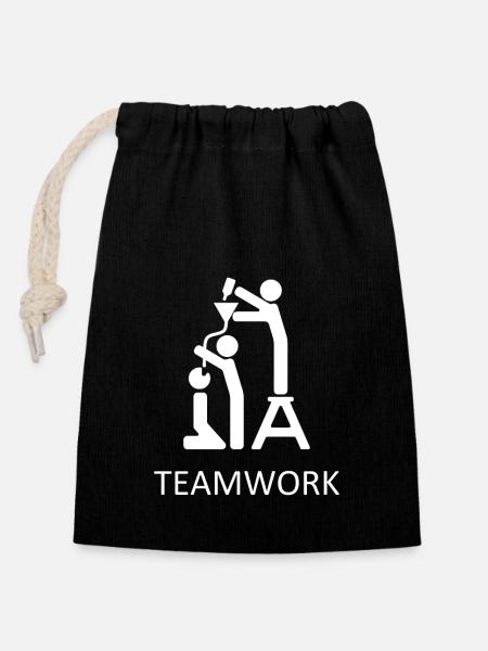 Teamwork Party - Verschließbarer Geschenkbeutel aus Baumwolle (14x20cm) - Schwarz