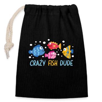Aquaristik Aquarium Keeper Fishkeeper - Verschließbarer Geschenkbeutel aus Baumwolle (14x20cm) - Schwarz - Vorne