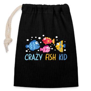 Aquaristik Aquarium Keeper Fishkeeper - Verschließbarer Geschenkbeutel aus Baumwolle (14x20cm) - Schwarz - Vorne