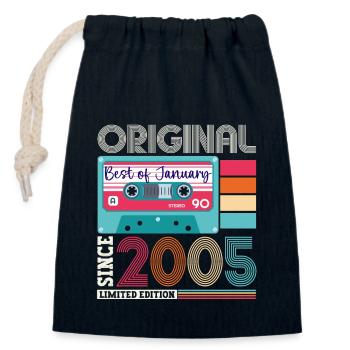 January Year 2005 18th birthday gift - Closable cotton gift bag (14x20cm) - navy - Front