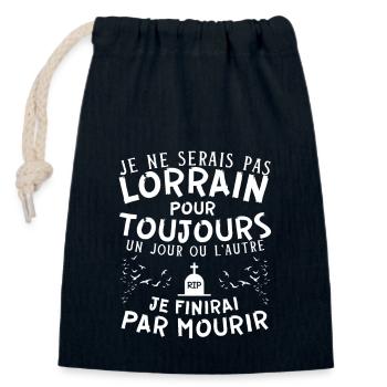Cadeau Humour Homme Lorrain Noel Anniversaire - Sac cadeau en coton avec cordon (14 x 20 cm) - bleu marine - Devant