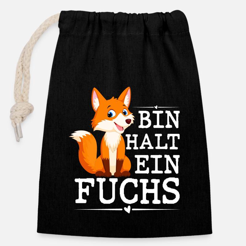 Bin Halt Ein Fuchs - Verschließbarer Geschenkbeutel aus Baumwolle (14x20cm) - Schwarz