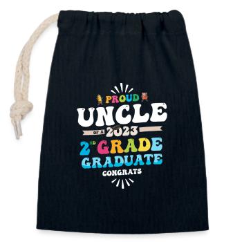 Fier oncle d’une classe de 2e année de 2023 - Sac cadeau en coton avec cordon (14 x 20 cm) - bleu marine - Devant