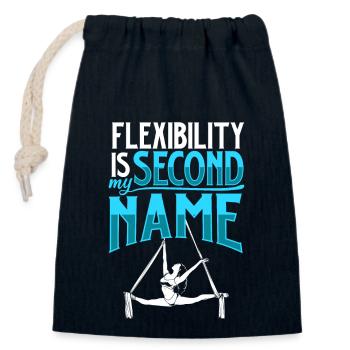 La flexibilité est mon deuxième nom - Aerial Silk - Sac cadeau en coton avec cordon (14 x 20 cm) - bleu marine - Devant