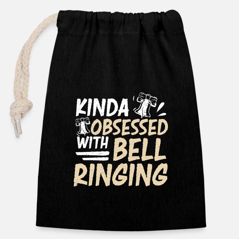 Kinda Obsessed Funny Bell Ringing Campanology A - Closable cotton gift bag (14x20cm) - black