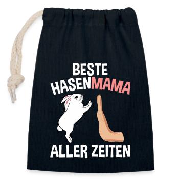 Beste Hasen Mama Aller Zeiten - Verschließbarer Geschenkbeutel aus Baumwolle (14x20cm) - Navy - Vorne