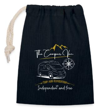 Camper Kastenwagen Wohnmobil Spruch + Motiv - Verschließbarer Geschenkbeutel aus Baumwolle (14x20cm) - Navy - Vorne