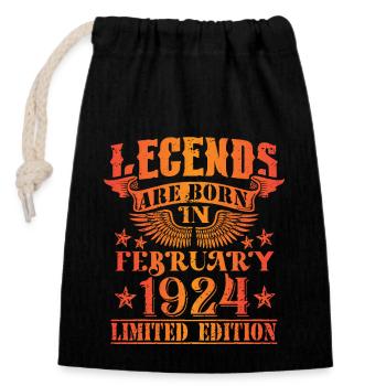 Anniversaire Février 1924 Edition Limitée Millésime - Sac cadeau en coton avec cordon (14 x 20 cm) - noir - Devant