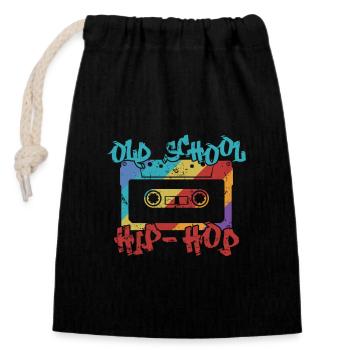 Old School Hip-Hop Music Genre Rap - Closable cotton gift bag (14x20cm) - black - Front