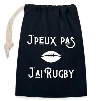 rugby sport, rugby humour, fan de rugby - Sac cadeau en coton avec cordon (14 x 20 cm) - bleu marine - Devant