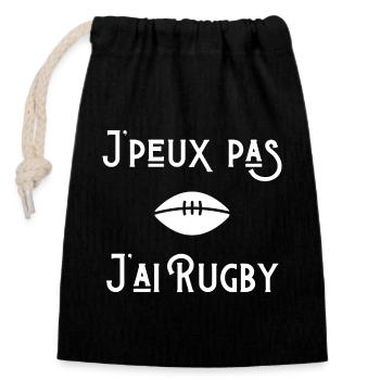 rugby sport, rugby humour, fan de rugby - Sac cadeau en coton avec cordon (14 x 20 cm) - noir - Devant