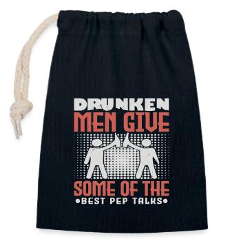 DES HOMMES IVRES DONNENT QUELQUES-UNS DES MEILLEURS DISCOURS D’ENCOURAGEMENT - Sac cadeau en coton avec cordon (14 x 20 cm) - bleu marine - Devant