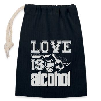 AMOUR SI ALCOOL - Sac cadeau en coton avec cordon (14 x 20 cm) - bleu marine - Devant