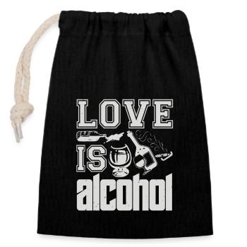 LOVE SI ALCOHOL - Closable cotton gift bag (14x20cm) - black - Front