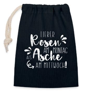 Lieber Rosen am Montag als Asche - Verschließbarer Geschenkbeutel aus Baumwolle (14x20cm) - Navy - Vorne