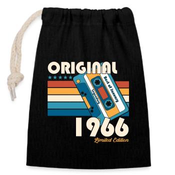 Janvier Né en 1966 57e anniversaire Cadeau années 60 - Sac cadeau en coton avec cordon (14 x 20 cm) - noir - Devant