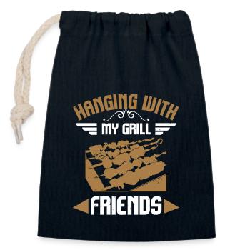 HÄNGEN MIT MEINEN GRILLFREUNDEN - Verschließbarer Geschenkbeutel aus Baumwolle (14x20cm) - Navy - Vorne