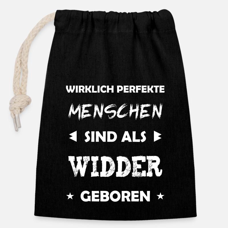 Widder Sternzeichen Geschenk - Verschließbarer Geschenkbeutel aus Baumwolle (14x20cm) - Schwarz