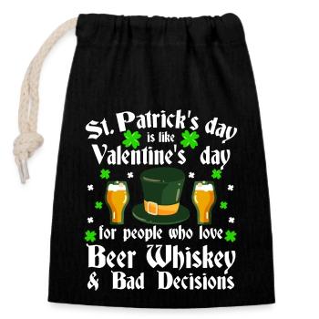 Funny st patrick's day paddy saint patrick irish - Closable cotton gift bag (14x20cm) - black - Front