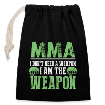No weapons mma - Closable cotton gift bag (14x20cm) - black - Front