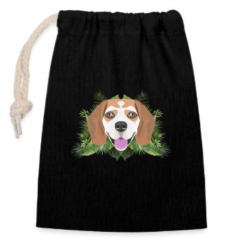 Tropical Beagle - Verschließbarer Geschenkbeutel aus Baumwolle (14x20cm) - Schwarz - Vorne