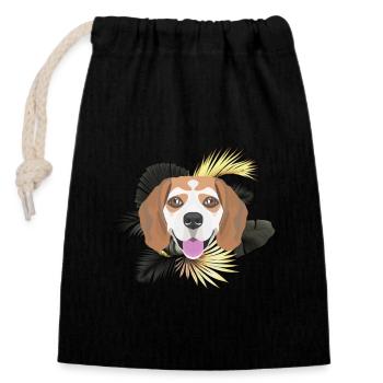 Goldener Hund Beagle - Verschließbarer Geschenkbeutel aus Baumwolle (14x20cm) - Schwarz - Vorne