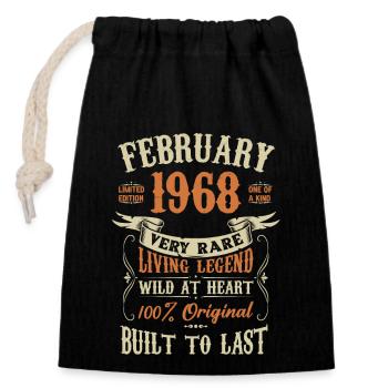 Février 1968 Cadeau d’anniversaire - Sac cadeau en coton avec cordon (14 x 20 cm) - noir - Devant