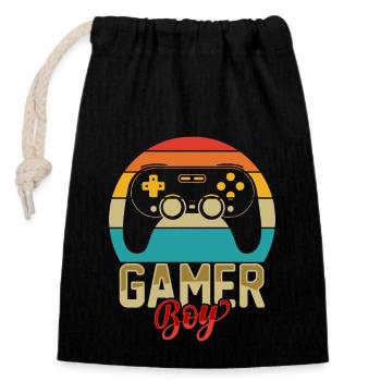 Gamer Junge Vintage Gaming T-Shirt Design - Verschließbarer Geschenkbeutel aus Baumwolle (14x20cm) - Schwarz - Vorne