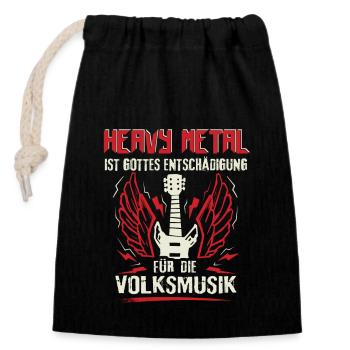 Heavy Metal Gottes Entschädigung für Volksmusik - Verschließbarer Geschenkbeutel aus Baumwolle (14x20cm) - Schwarz - Vorne