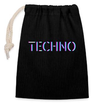 Techno Rave Festival Electro Musik Raver - Verschließbarer Geschenkbeutel aus Baumwolle (14x20cm) - Schwarz - Vorne