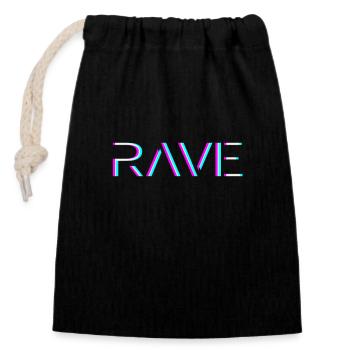 Techno Rave Festival Electro Music Raver - Closable cotton gift bag (14x20cm) - black - Front