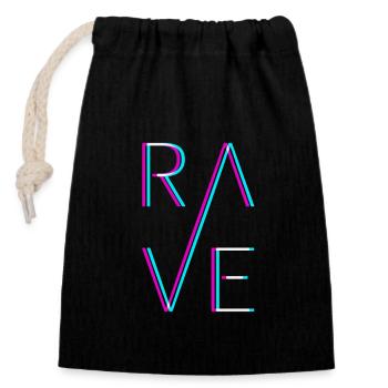 Techno Rave Festival Electro Music Raver - Sac cadeau en coton avec cordon (14 x 20 cm) - noir - Devant