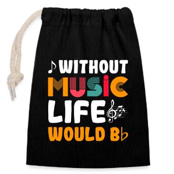 Without Music Life Would Be Design - Sac cadeau en coton avec cordon (14 x 20 cm) - noir - Devant