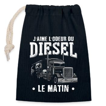 Camion Poids Lourd Humour - Sac cadeau en coton avec cordon (14 x 20 cm) - bleu marine - Devant