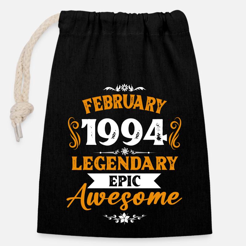Février 1994 Cadeau d’anniversaire des légendes - Sac cadeau en coton avec cordon (14 x 20 cm) - noir