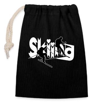 Le ski alpin est un sport d’hiver pour tous les professionnels du ski - Sac cadeau en coton avec cordon (14 x 20 cm) - noir - Devant