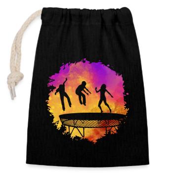 Trampoline - Sac cadeau en coton avec cordon (14 x 20 cm) - noir - Devant