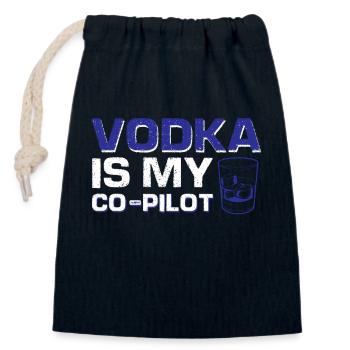 La vodka est mon copilote - Sac cadeau en coton avec cordon (14 x 20 cm) - bleu marine - Devant