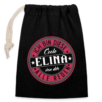 Elina Geschenkidee Geschenk Geburtstag - Verschließbarer Geschenkbeutel aus Baumwolle (14x20cm) - Schwarz - Vorne