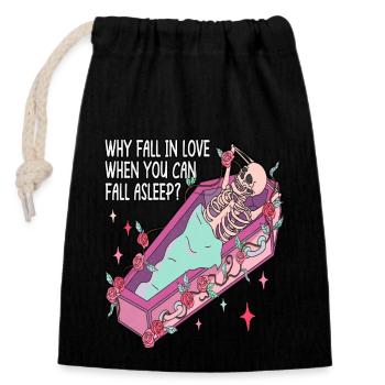 Why Fall In Love When You Anti Valentine's Day - Closable cotton gift bag (14x20cm) - black - Front