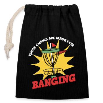 Disc Golf Homme - Sac cadeau en coton avec cordon (14 x 20 cm) - noir - Devant