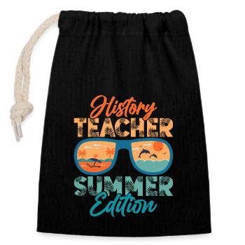 History Teacher Summer Edition Education Professo - Closable cotton gift bag (14x20cm) - black - Front